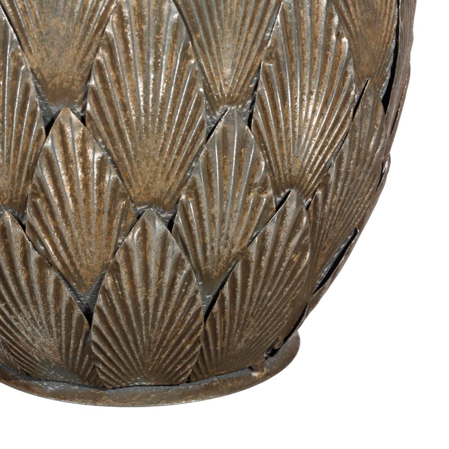 PORTAVELAS PLATA ENVEJECIDA METAL 15,50 X 15,50 X 28 CM