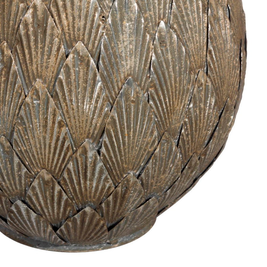PORTAVELAS PLATA ENVEJECIDA METAL 18 X 18 X 35 CM