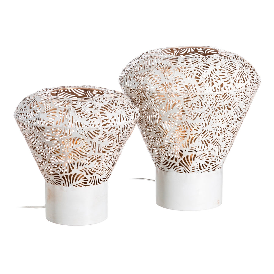 LÁMPARA MESA BLANCO ROZADO METAL 27 X 27 X 28 CM
