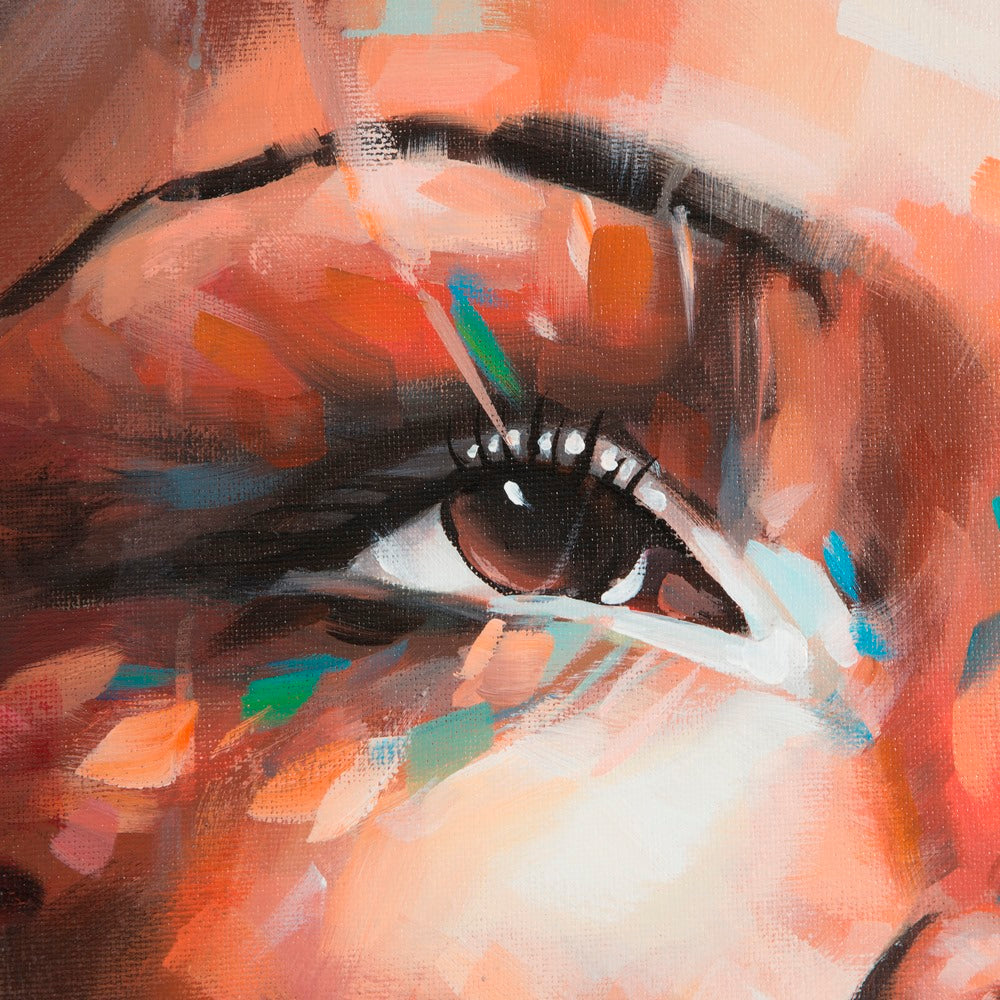 CUADRO ROSTRO MARRÓN LIENZO DECORACIÓN 100 X 3,50 X 100 CM