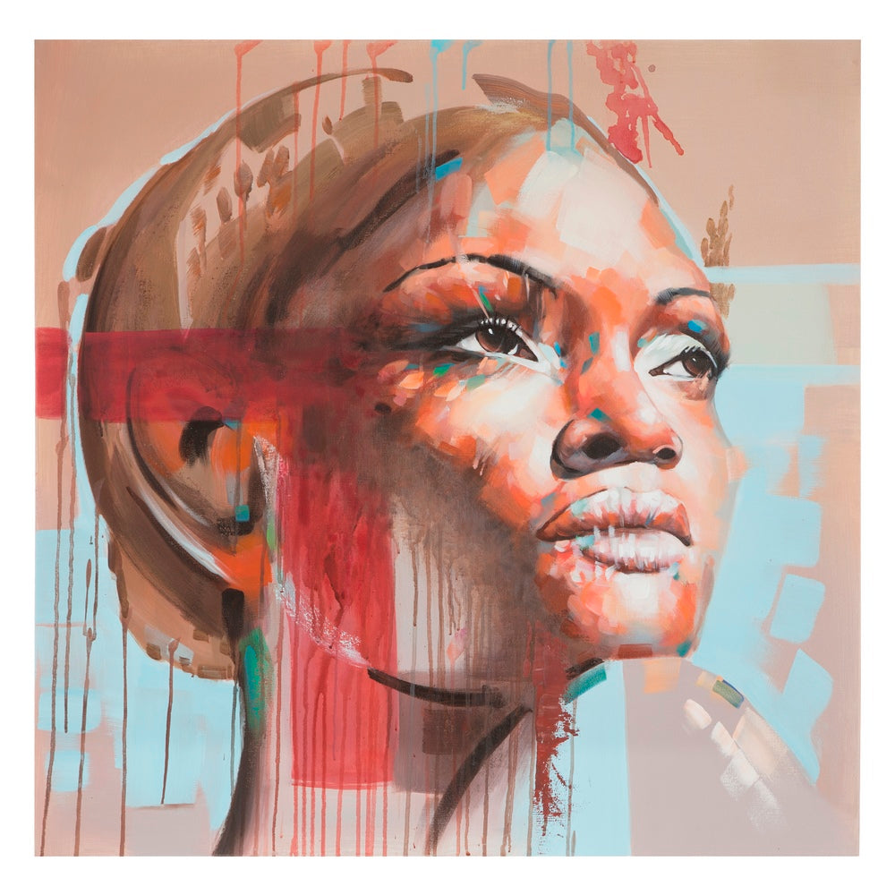 CUADRO ROSTRO MARRÓN LIENZO DECORACIÓN 100 X 3,50 X 100 CM