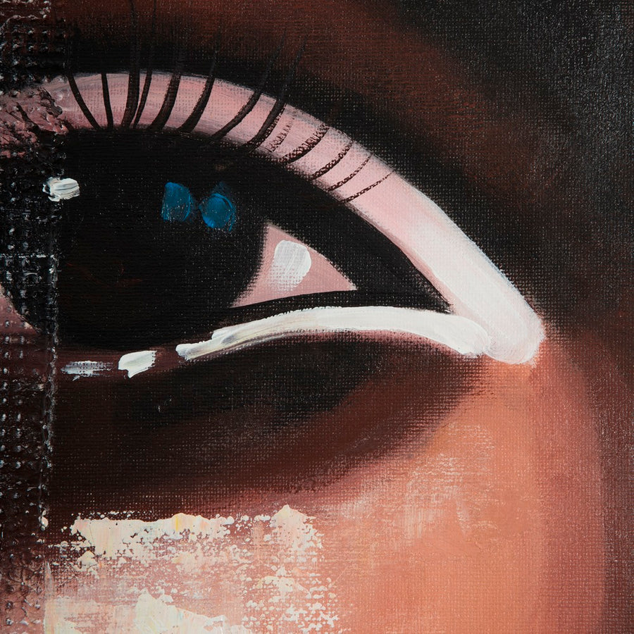 CUADRO ROSTRO MARRÓN LIENZO DECORACIÓN 90 X 3,50 X 120 CM