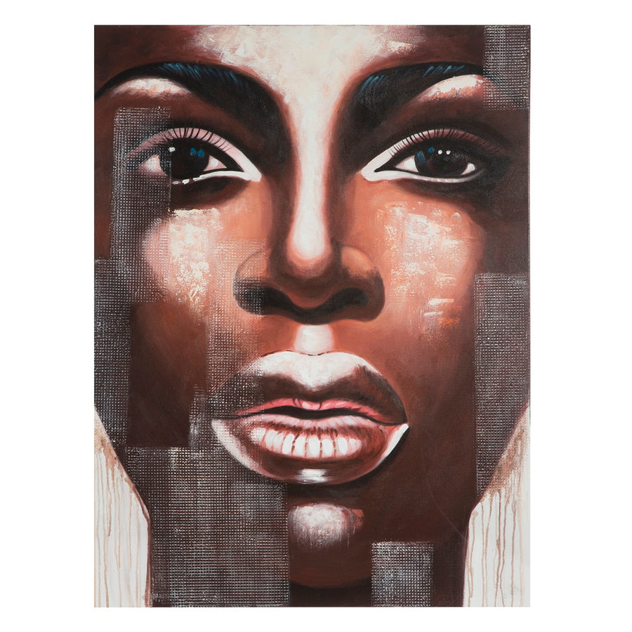 CUADRO ROSTRO MARRÓN LIENZO DECORACIÓN 90 X 3,50 X 120 CM
