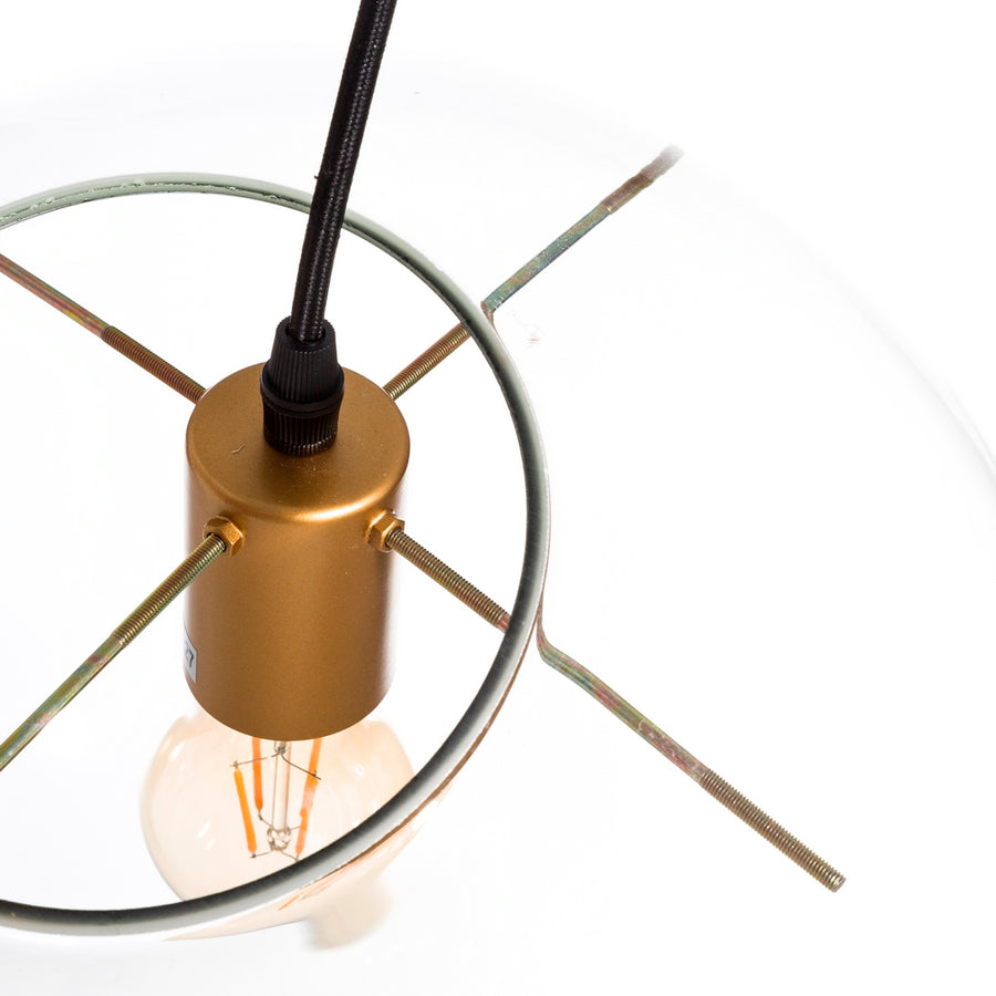 GOLD-TRANSPARENT GLASS CEILING LAMP 30 X 30 X 30 CM
