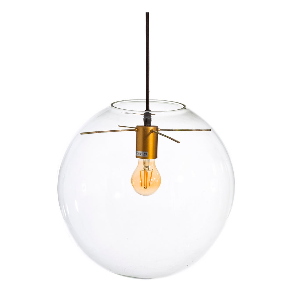 GOLD-TRANSPARENT GLASS CEILING LAMP 30 X 30 X 30 CM