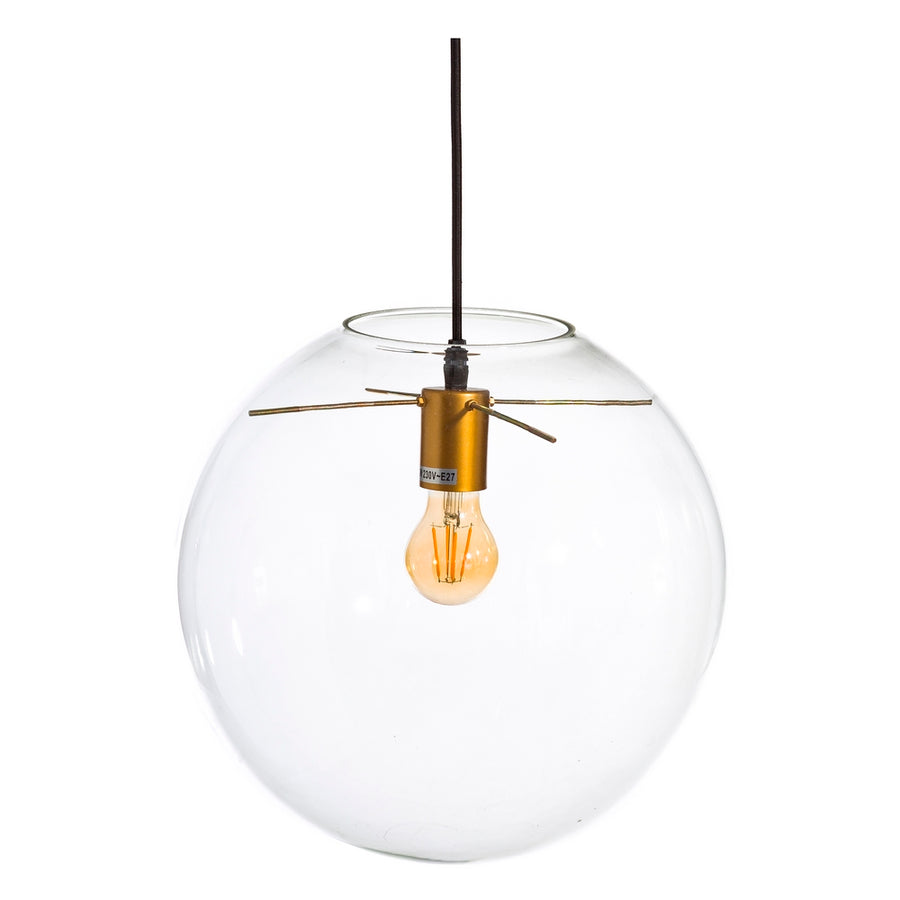 GOLD-TRANSPARENT GLASS CEILING LAMP 30 X 30 X 30 CM