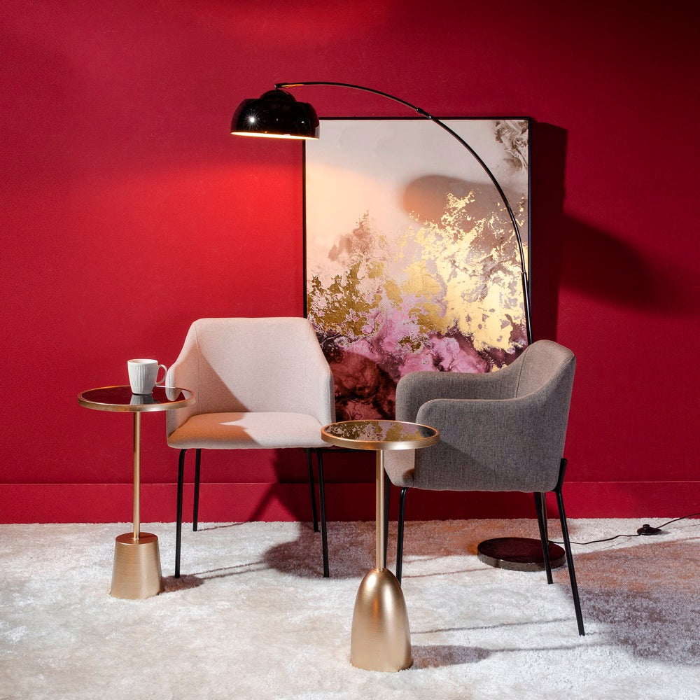 SILLA BEIGE TEJIDO-METAL MODERNO SALÓN 52,50 X 53 X 77 CM