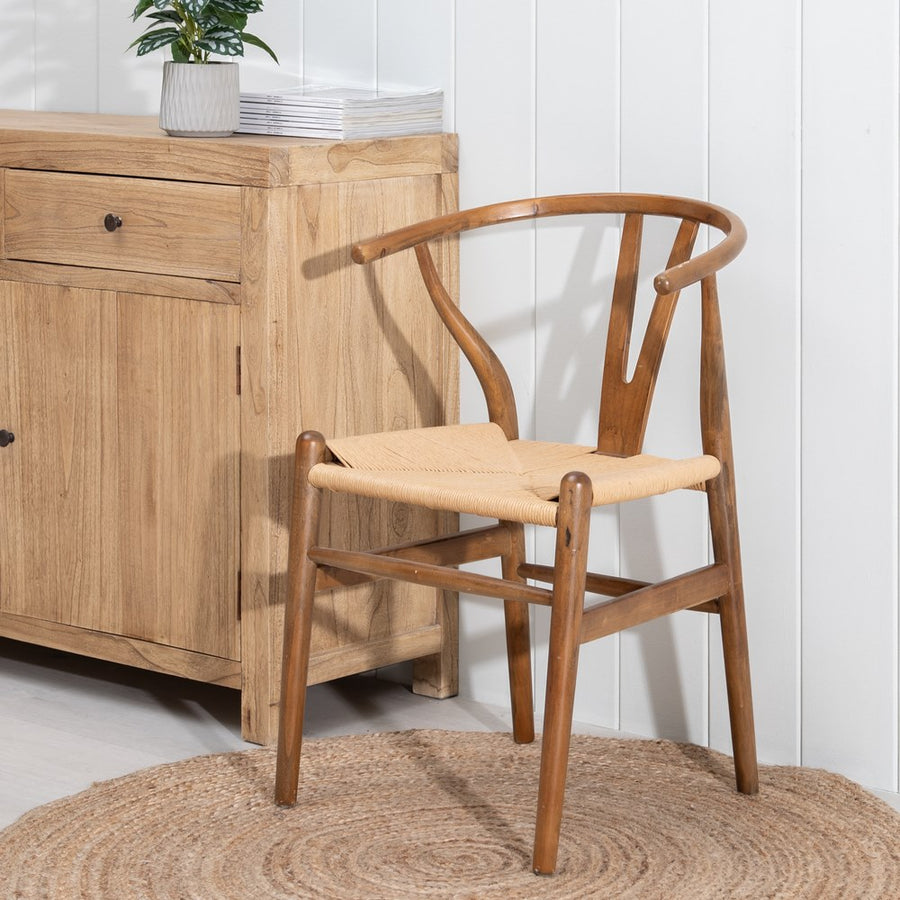 SILLA MARRÓN MADERA DE OLMO SALÓN 56 X 48 X 78 CM