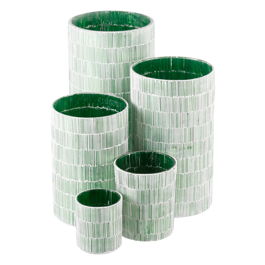 PORTAVELAS VERDE CRISTAL DECORACIÓN 10 X 10 X 13 CM