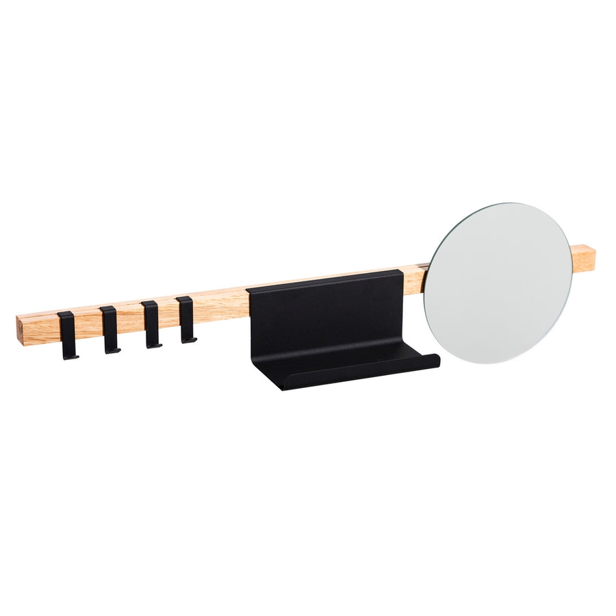 PERCHA ESPEJO NEGRO-NATURAL 75 X 21 X 13 CM