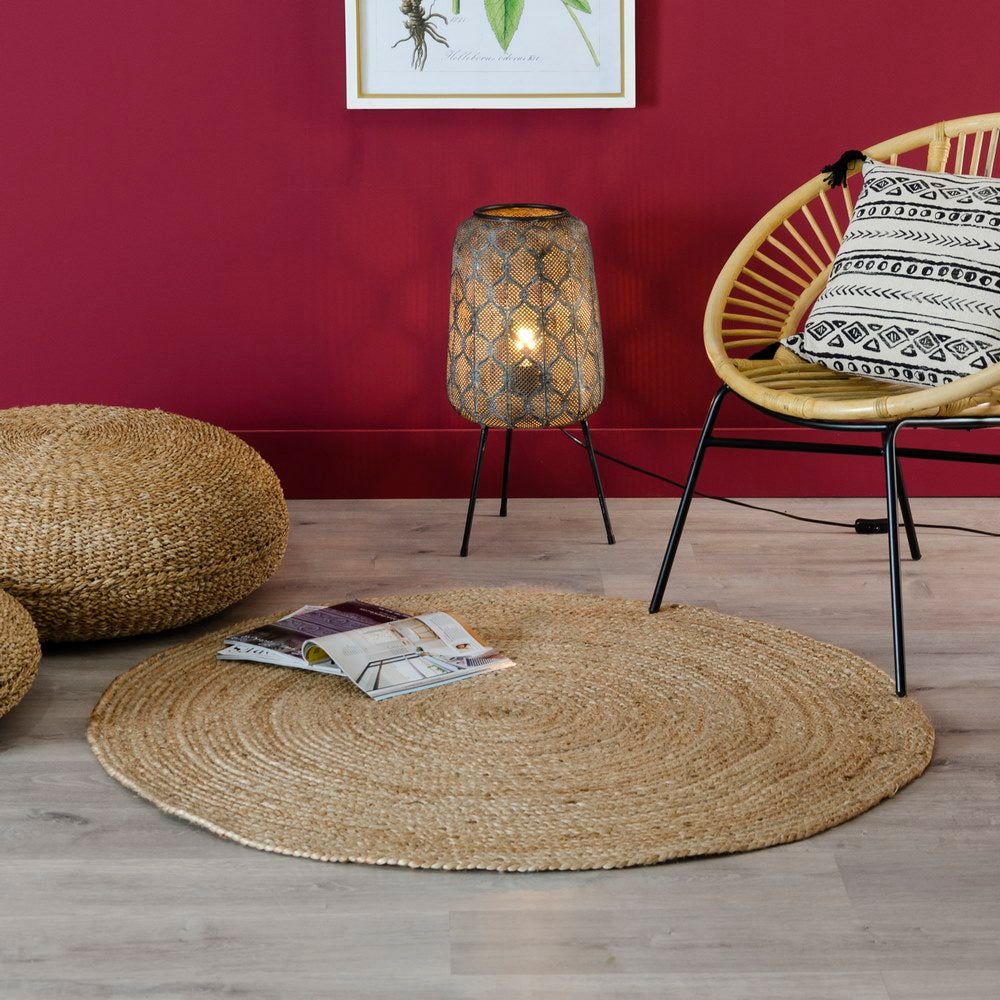 ALFOMBRA NATURAL YUTE DECORACIÓN 100 X 100 X 1 CM
