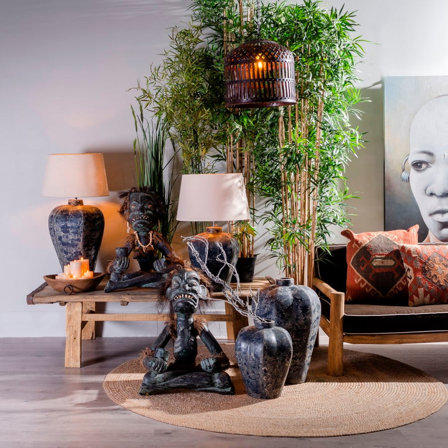 S/2 FIGURA NEGRO MADERA DECORACIÓN 50 X 53 X 67 CM