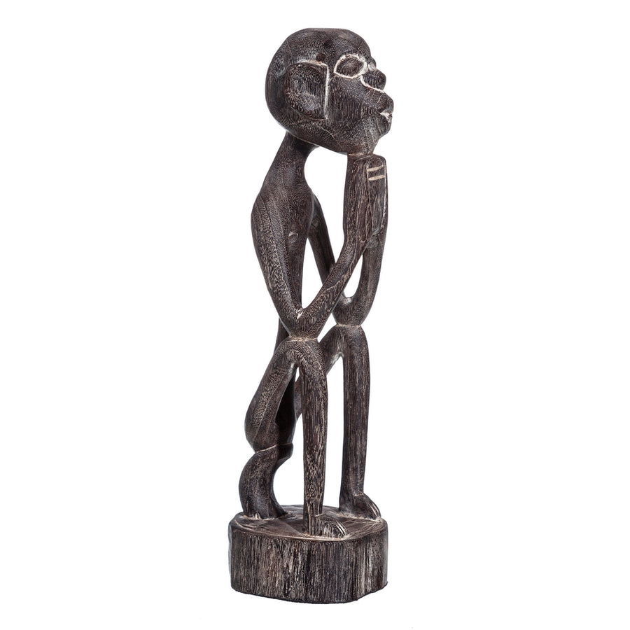 FIGURA NEGRO MADERA DECORACIÓN 9 X 9 X 30 CM