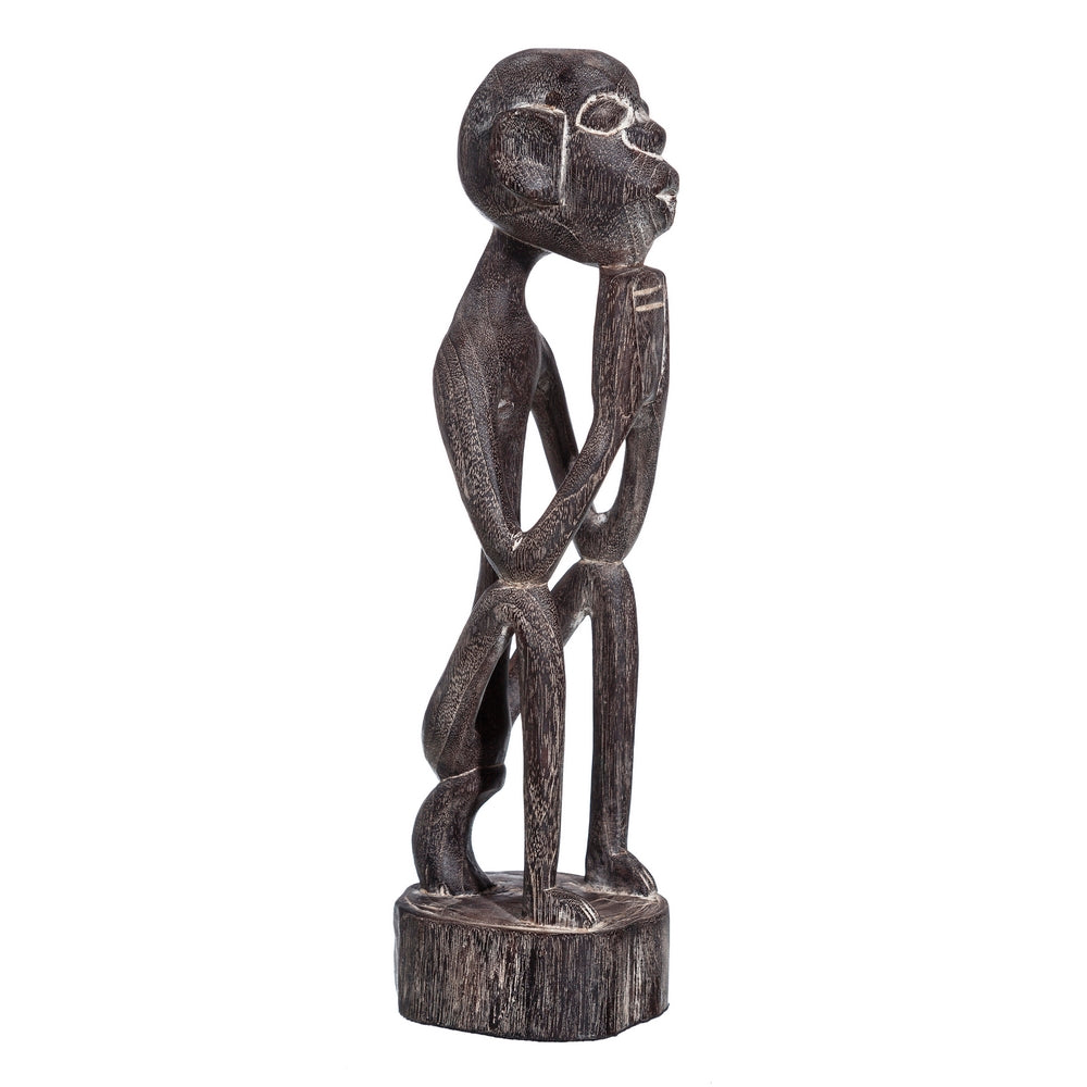 FIGURA NEGRO MADERA DECORACIÓN 9 X 9 X 30 CM