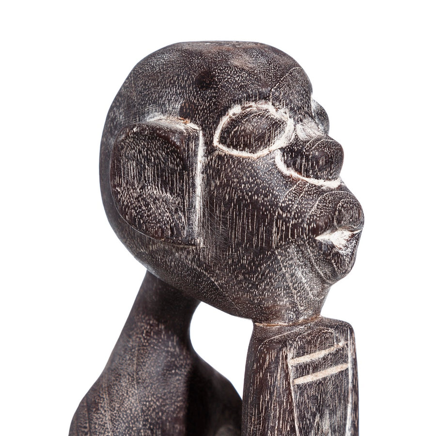 FIGURA NEGRO MADERA DECORACIÓN 9 X 9 X 30 CM