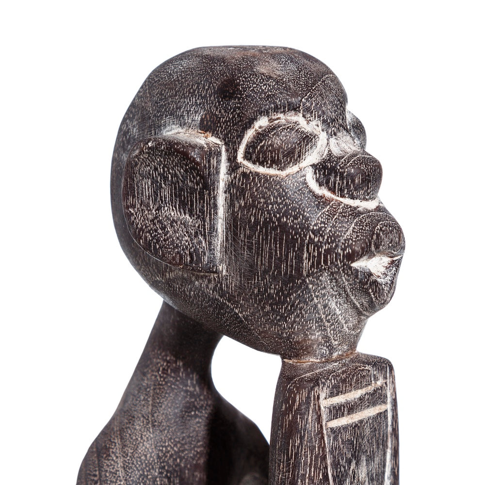 FIGURA NEGRO MADERA DECORACIÓN 9 X 9 X 30 CM