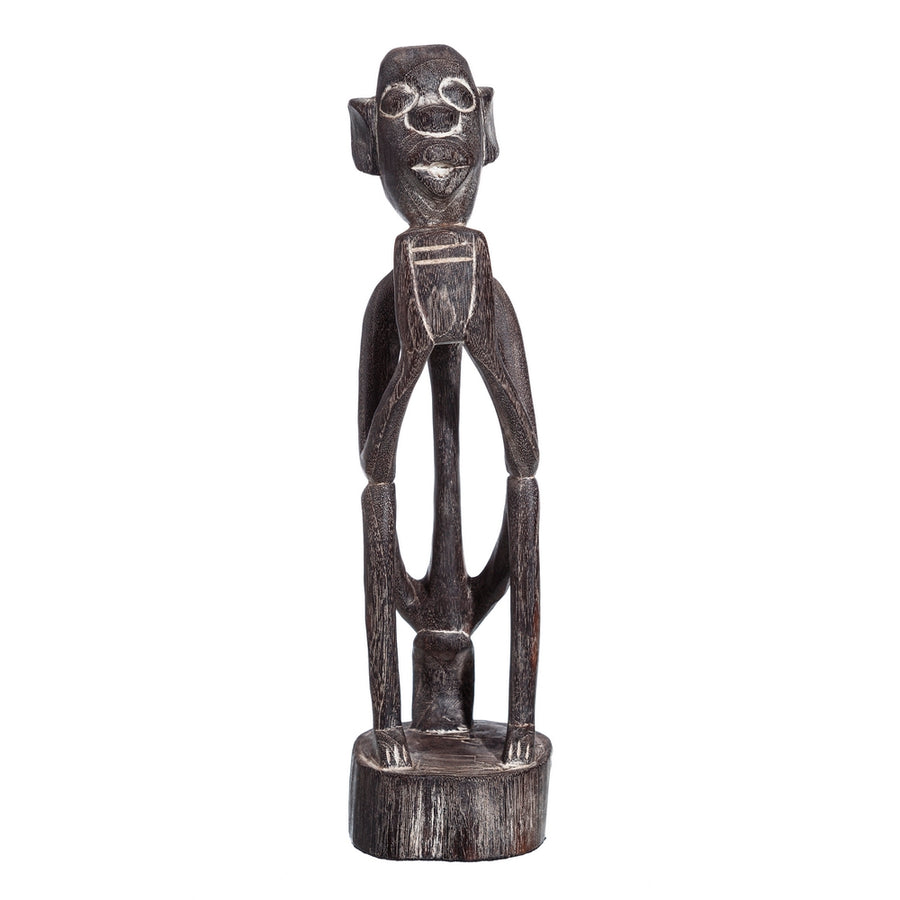FIGURA NEGRO MADERA DECORACIÓN 9 X 9 X 30 CM