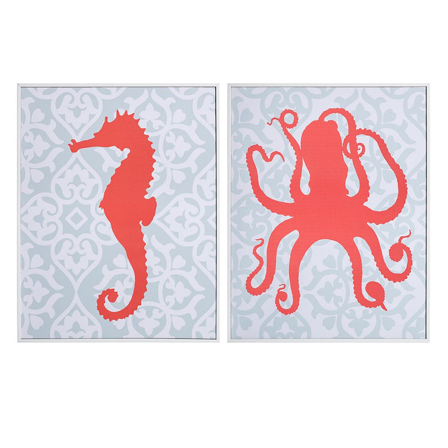 CUADRO IMPRESIÓN PULPO 2/M GRIS-ROJO 28 X 2 X 36 CM