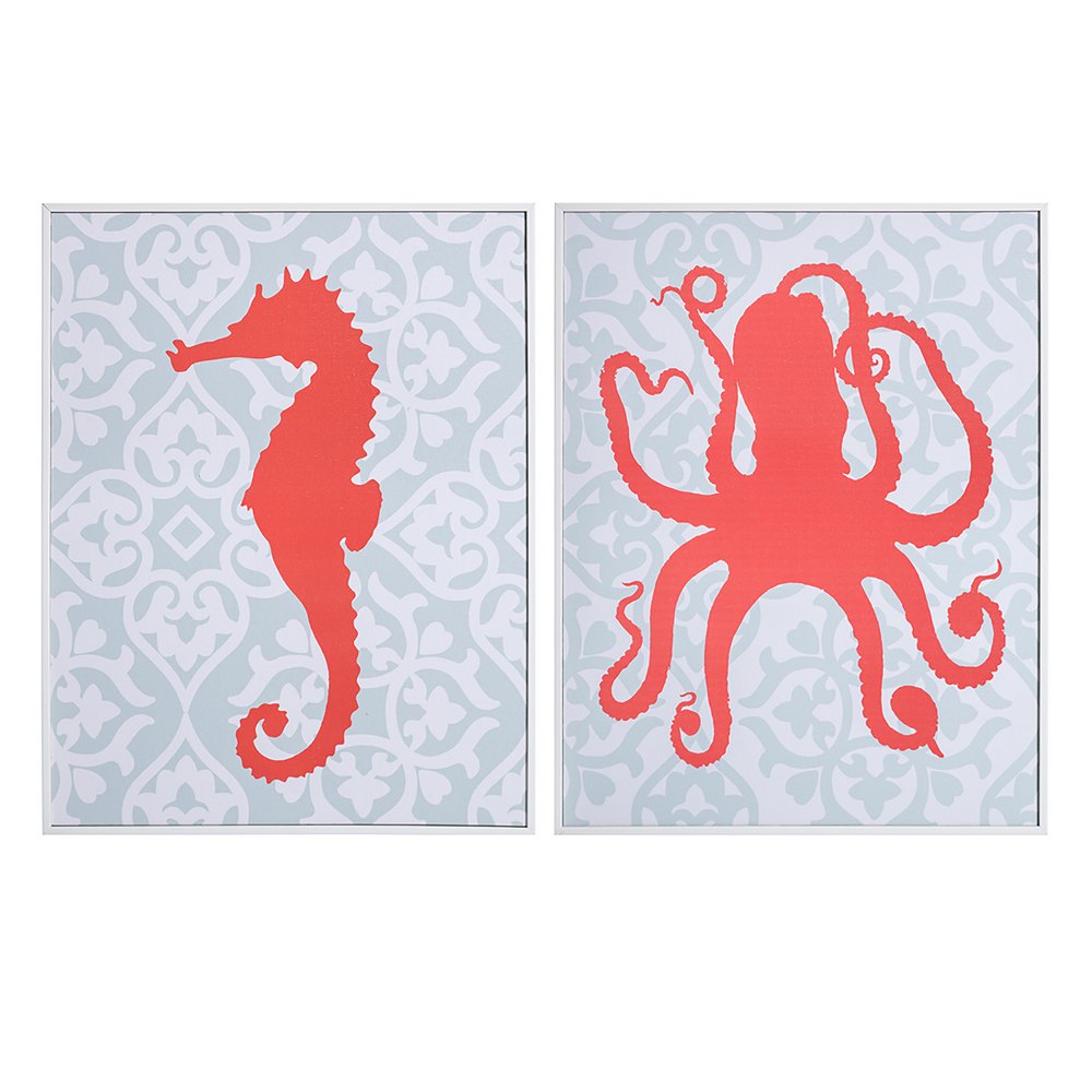 CUADRO IMPRESIÓN PULPO 2/M GRIS-ROJO 28 X 2 X 36 CM