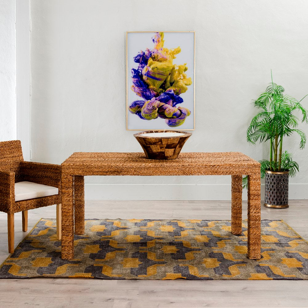 MESA COMEDOR NATURAL FIBRA NATURAL 150 X 80 X 75 CM