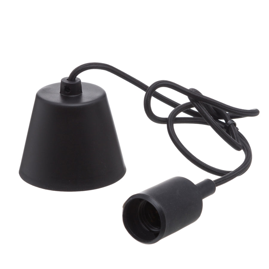 BLACK PLASTIC PENDANT LAMPHOLDER 4.50 X 4.50 X 10 CM