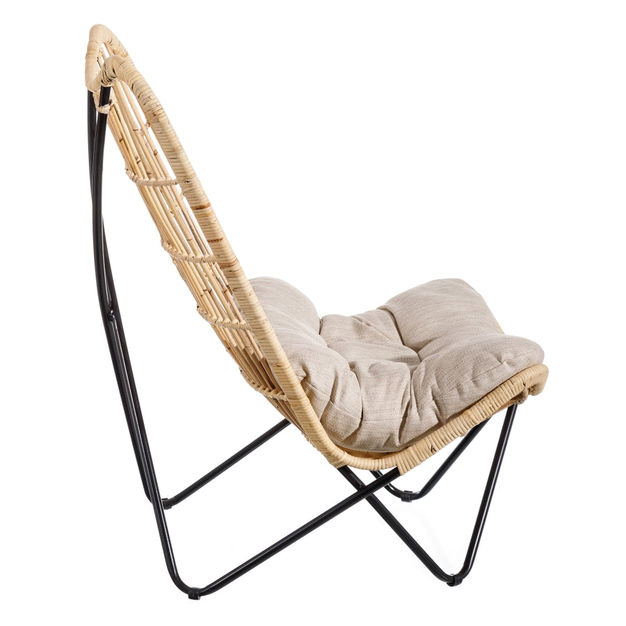 SILLÓN NATURAL-NEGRO FIBRA NATURAL 76 X 76 X 87 CM