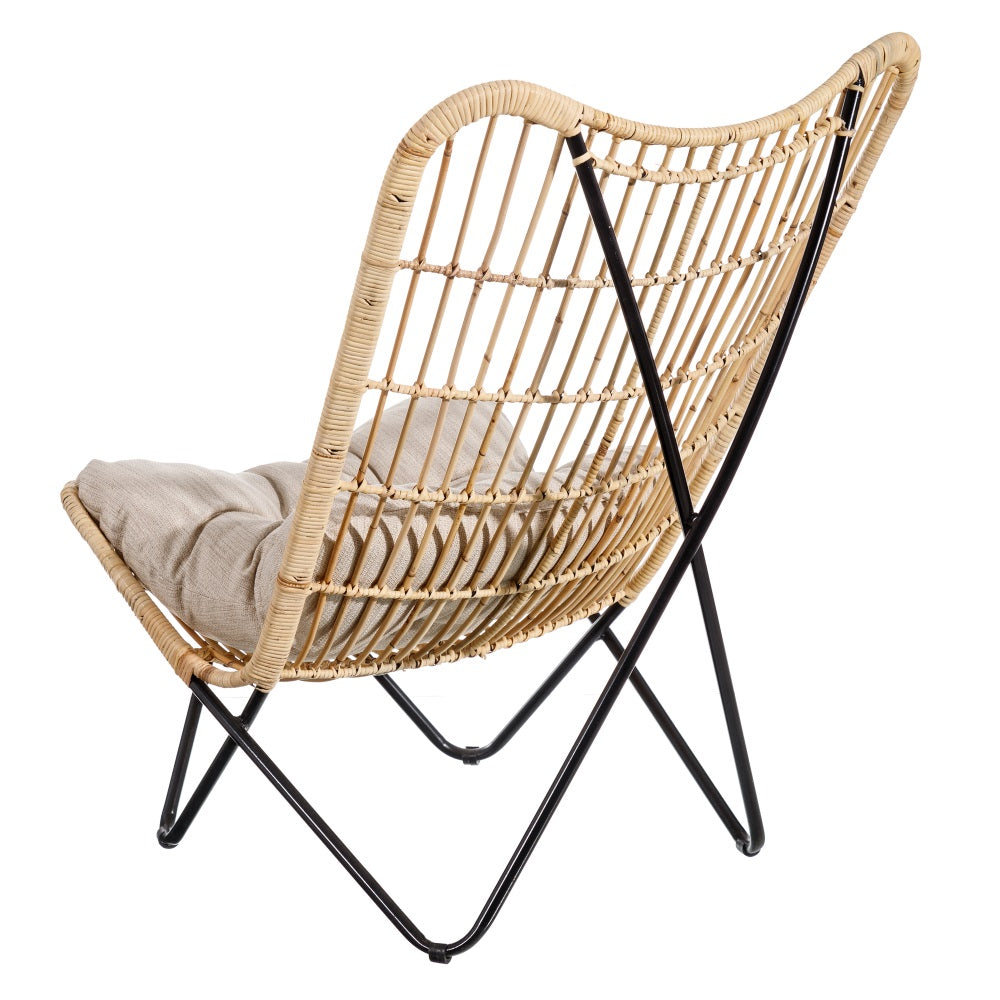 SILL�N NATURAL-NEGRO FIBRA NATURAL 76 X 76 X 87 CM