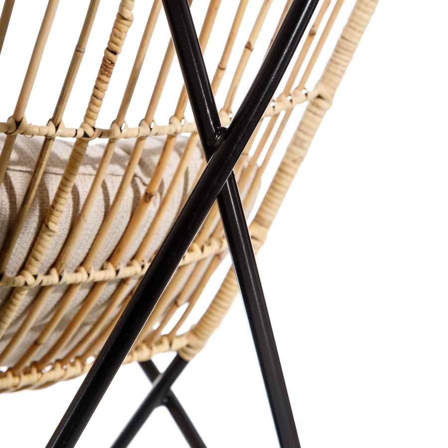 SILLÓN NATURAL-NEGRO FIBRA NATURAL 76 X 76 X 87 CM