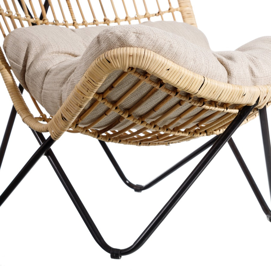 SILLÓN NATURAL-NEGRO FIBRA NATURAL 76 X 76 X 87 CM