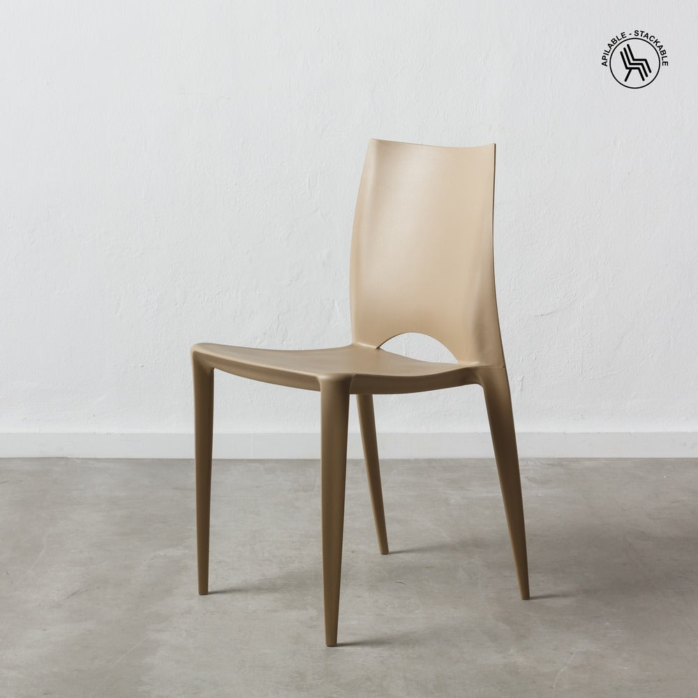 SILLA APILABLE BEIGE POLIPROPILENO 44 X 41 X 84 CM