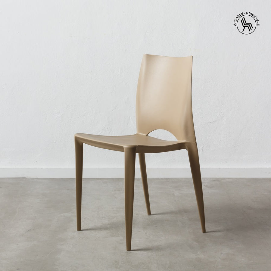 SILLA APILABLE BEIGE POLIPROPILENO 44 X 41 X 84 CM