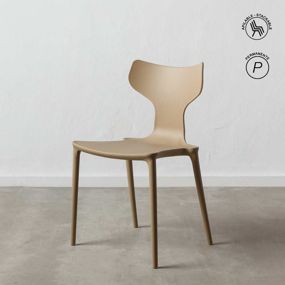 SILLA APILABLE BEIGE POLIPROPILENO 47 X 41 X 83,50 CM