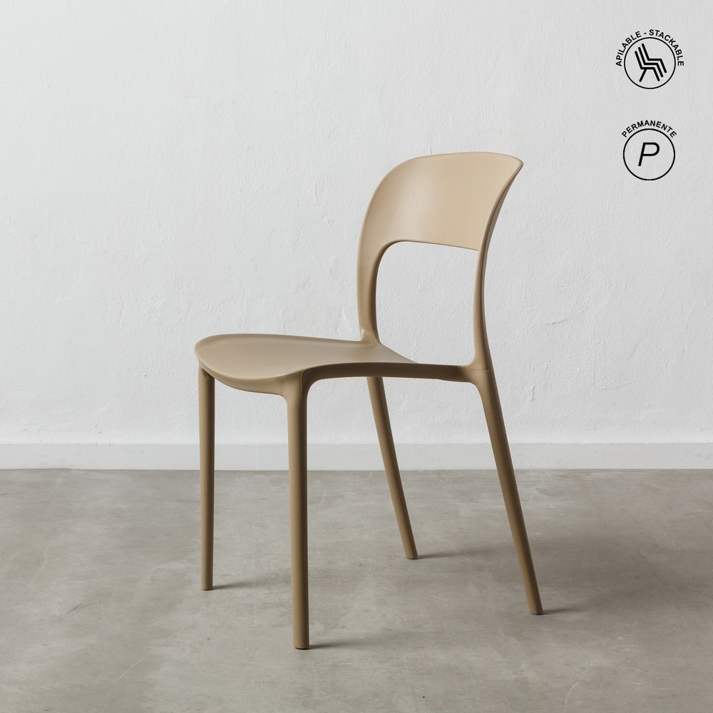 SILLA APILABLE BEIGE POLIPROPILENO 43 X 43 X 83,20 CM