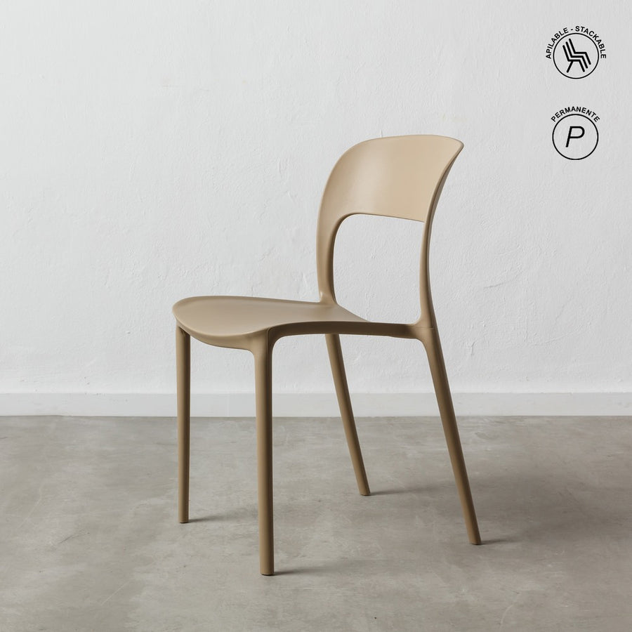 SILLA APILABLE BEIGE POLIPROPILENO 43 X 43 X 83,20 CM
