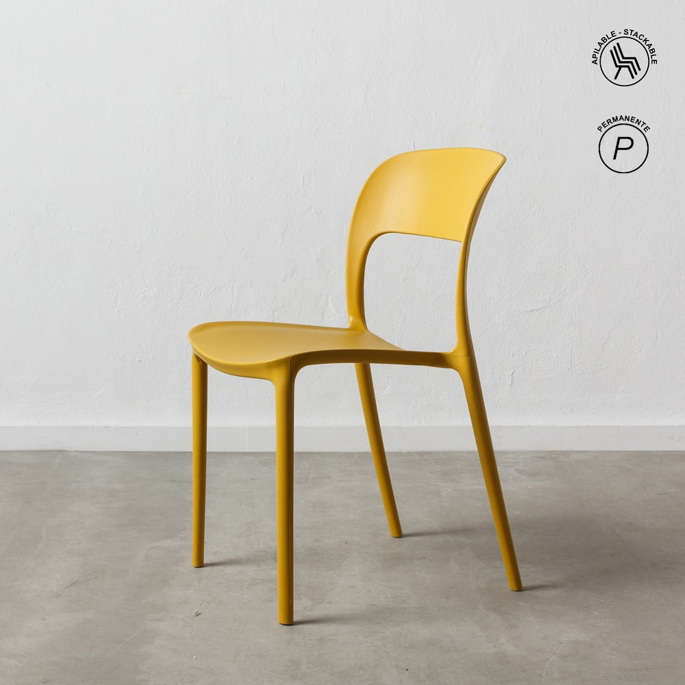STACKABLE CHAIR YELLOW POLYPROPYLENE 43 X 43 X 83.20 CM