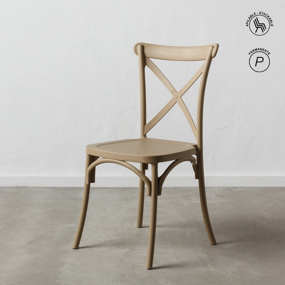 SILLA APILABLE BEIGE POLIPROPILENO 48,50 X 43 X 91 CM