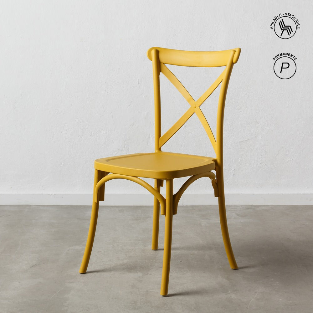 SILLA APILABLE AMARILLO POLIPROPILENO 48,50 X 43 X 91 CM