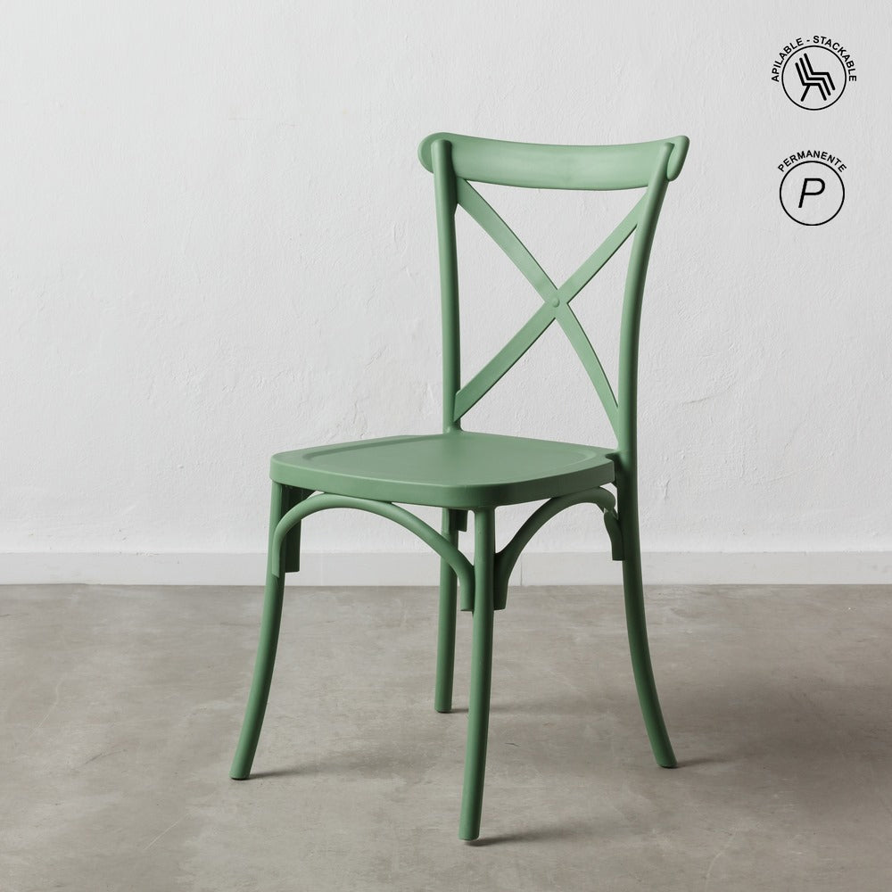 SILLA APILABLE VERDE POLIPROPILENO 48,50 X 43 X 91 CM