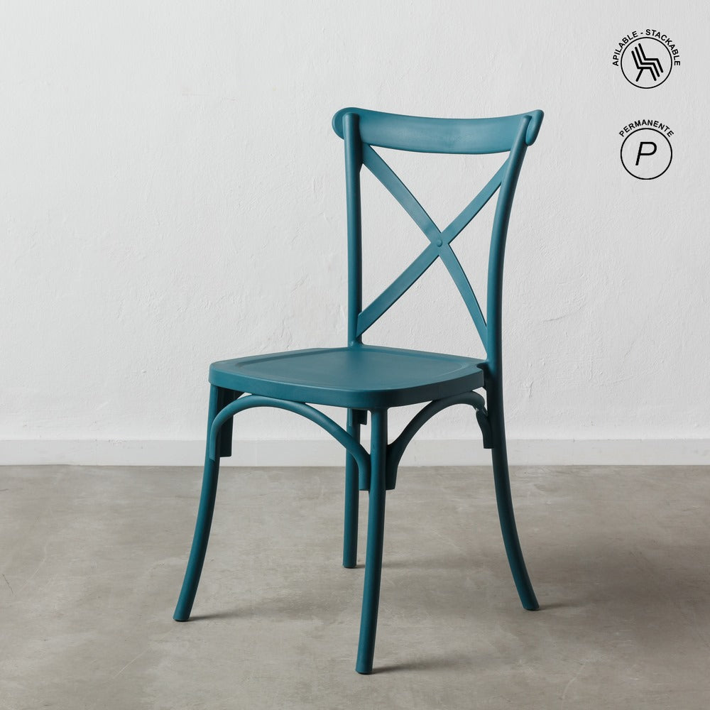 SILLA APILABLE AZUL POLIPROPILENO 48,50 X 43 X 91 CM