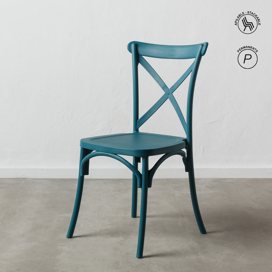 SILLA APILABLE AZUL POLIPROPILENO 48,50 X 43 X 91 CM