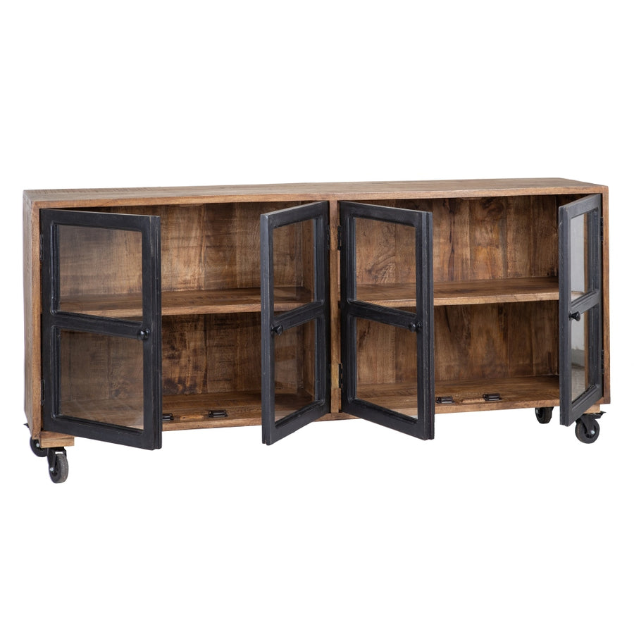 APARADOR NEGRO-NATURAL MADERA DE MANGO 160 X 35 X 71 CM
