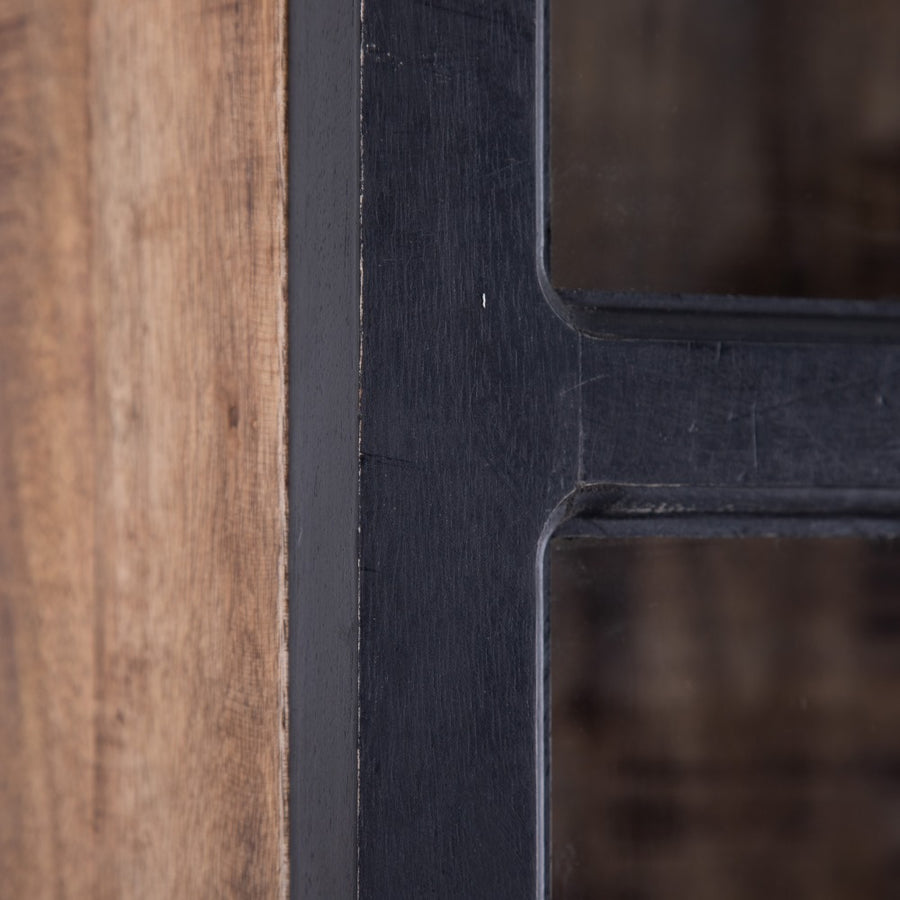 VITRINA NEGRO-NATURAL MADERA DE MANGO 115 X 40 X 194 CM