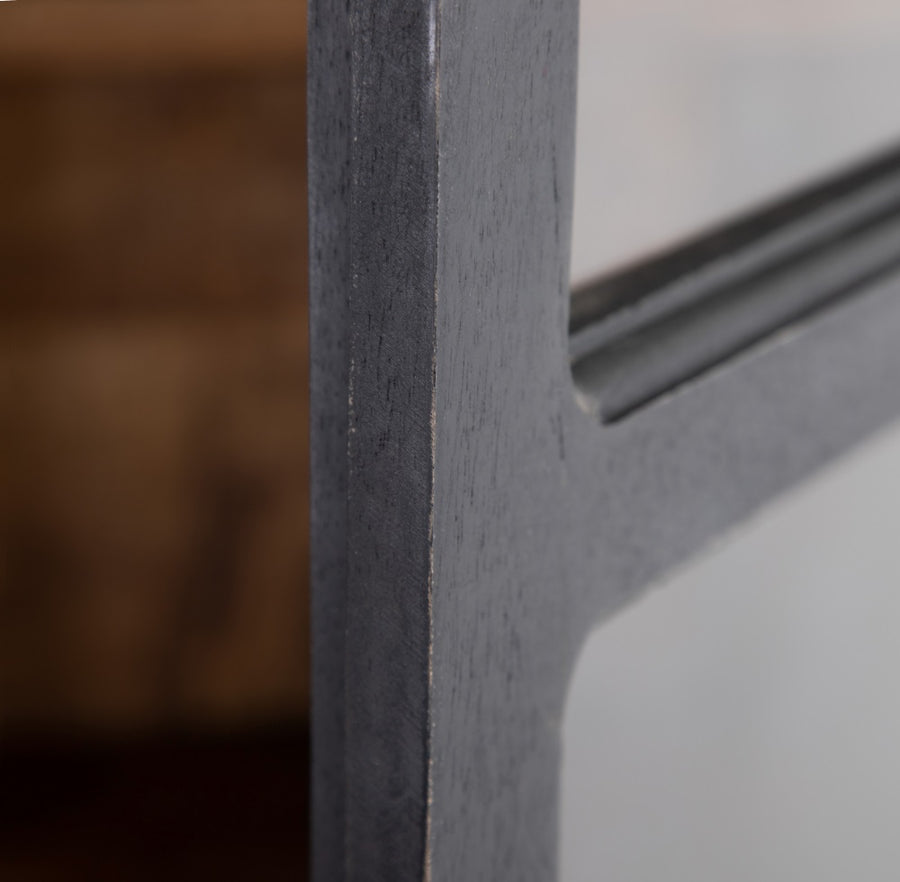 VITRINA NEGRO-NATURAL MADERA DE MANGO 115 X 40 X 194 CM