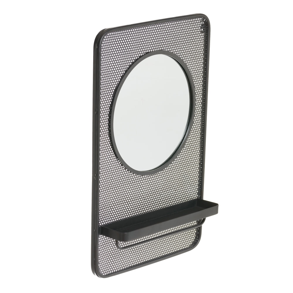 BLACK METAL-GLASS SHELF MIRROR 53 X 14 X 80 CM