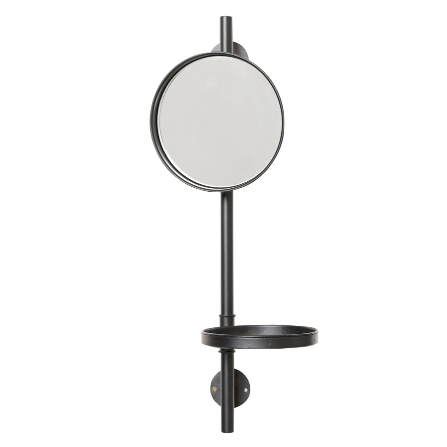 BLACK METAL-GLASS SHELF MIRROR 22 X 20 X 60 CM