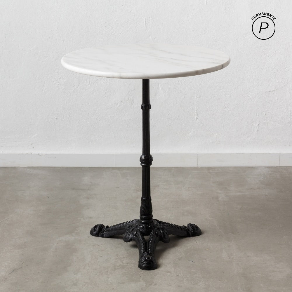 MESA AUXILIAR BLANCO-NEGRO METAL-MÁRMOL 60 X 60 X 71 CM