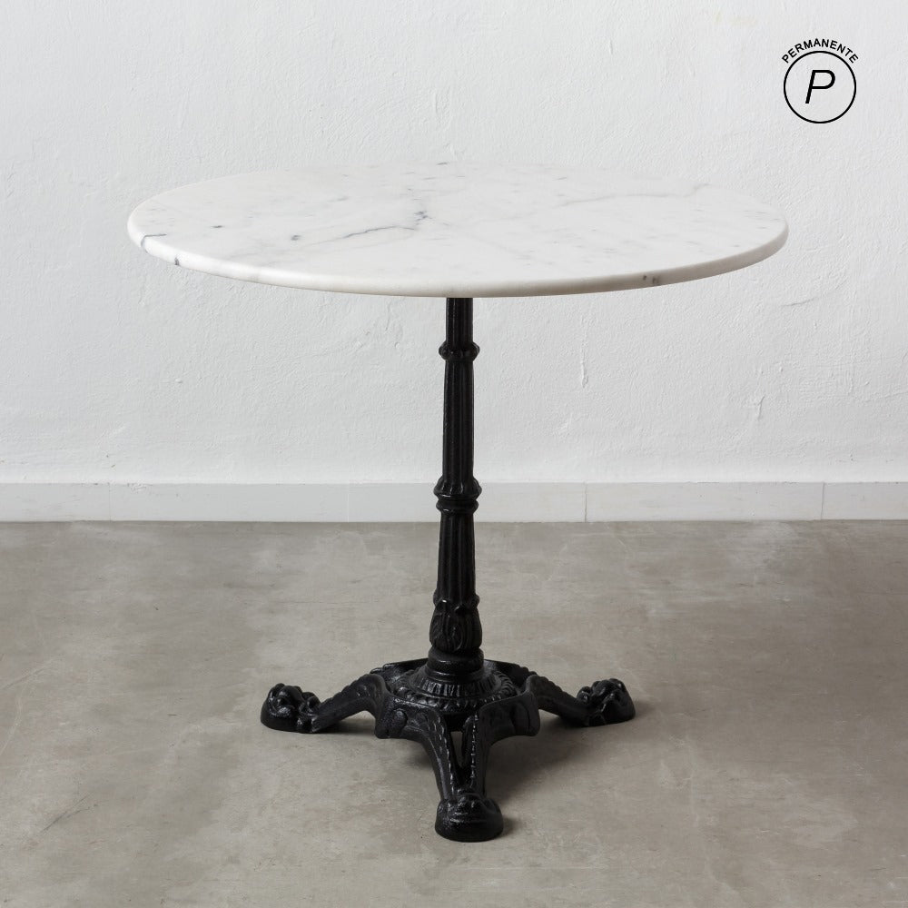 MESA COMEDOR BLANCO-NEGRO METAL-M�RMOL 80 X 80 X 71 CM