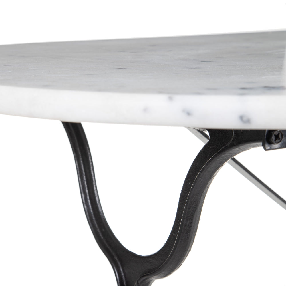 MESA COMEDOR BLANCO-NEGRO METAL-MÁRMOL 120 X 60 X 71 CM