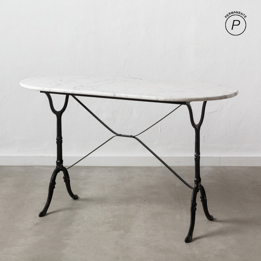 MESA COMEDOR BLANCO-NEGRO METAL-MÁRMOL 120 X 60 X 71 CM