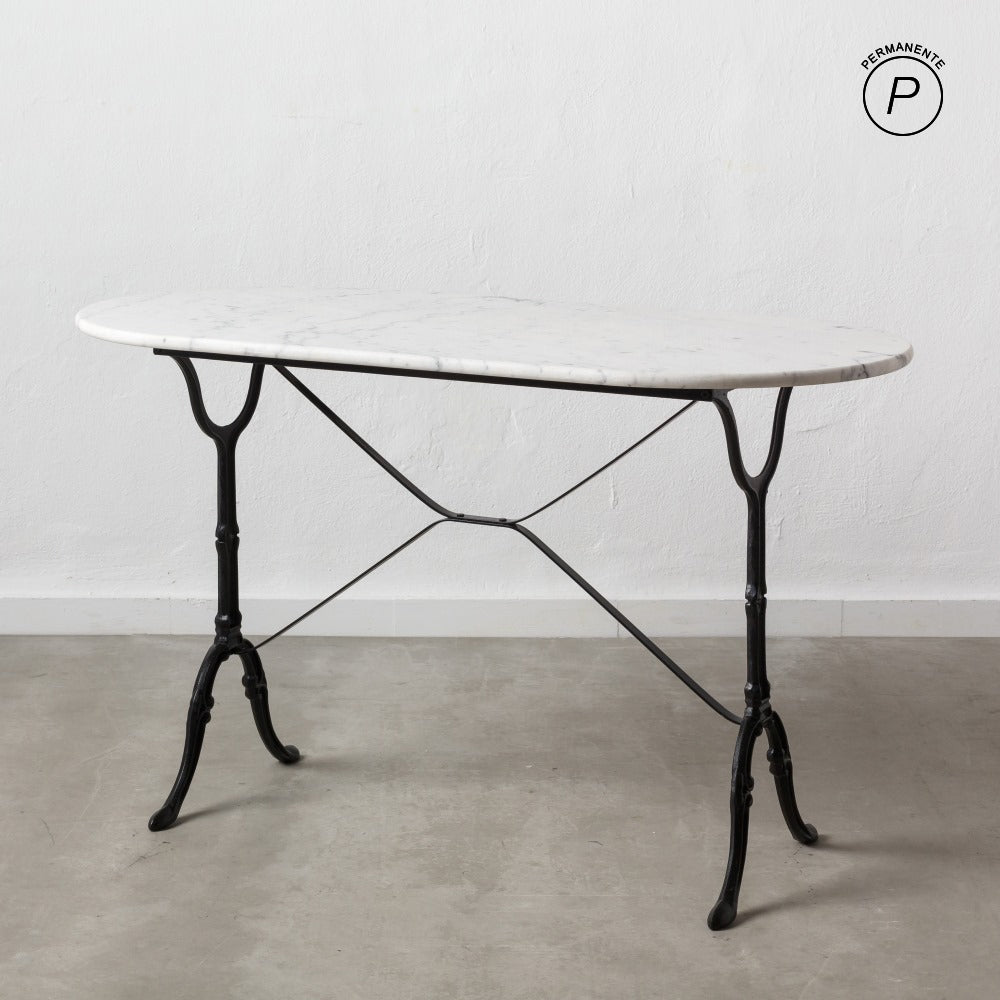 MESA COMEDOR BLANCO-NEGRO METAL-MÁRMOL 120 X 60 X 71 CM